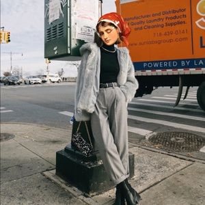 Faux Fur Coat-Duck Egg Blue